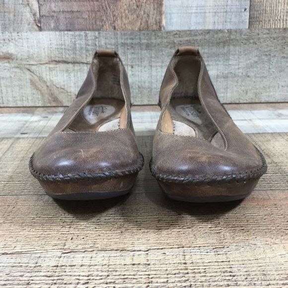 Clarks ArtisanBrown Leather Slip On Loafer Wedge Womens 5M  74079 - Picture 2 of 12